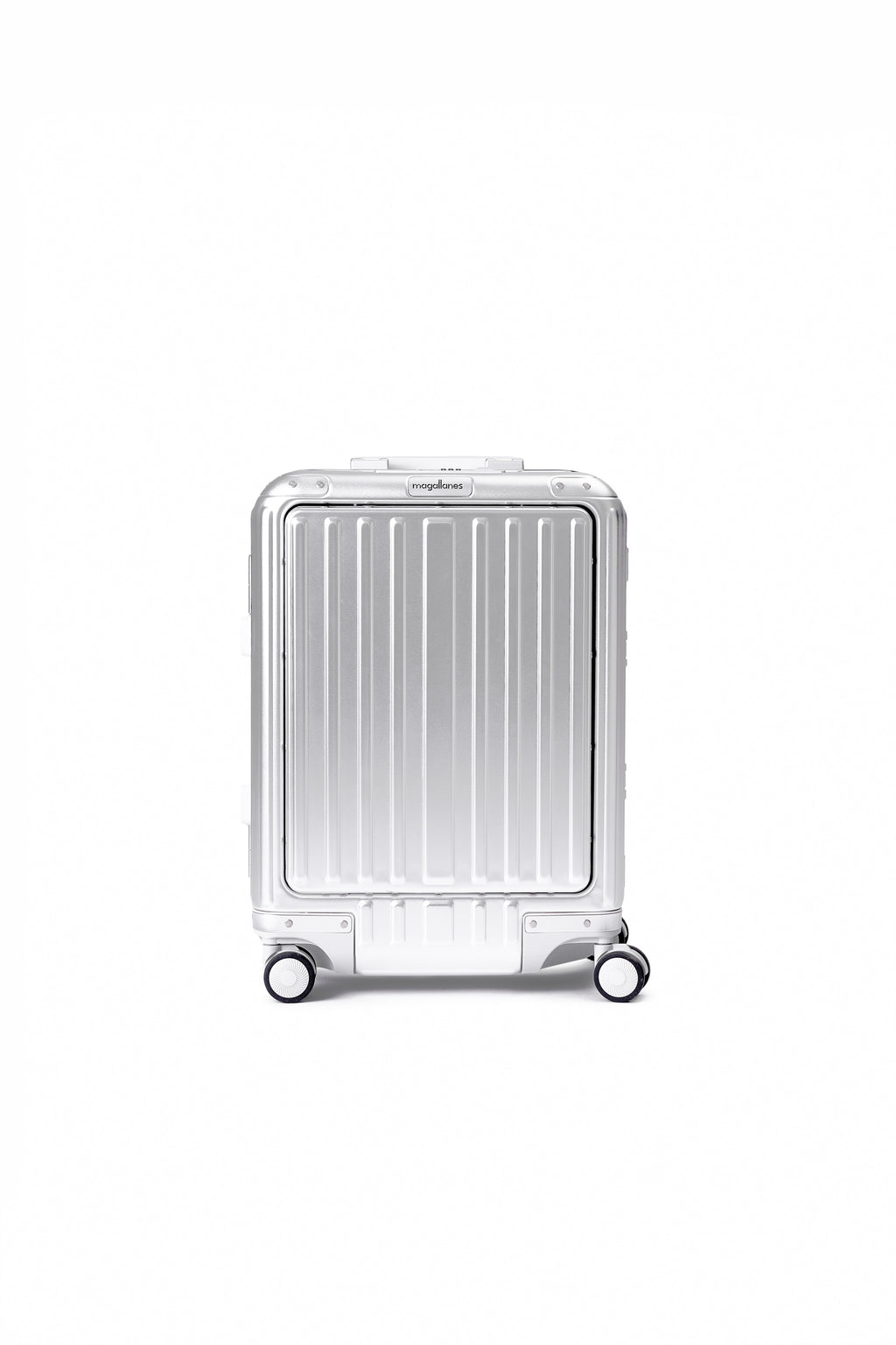 MAGALLANES 20 Inch All Aluminum Carry On Luggage with Front Pocket - Silver