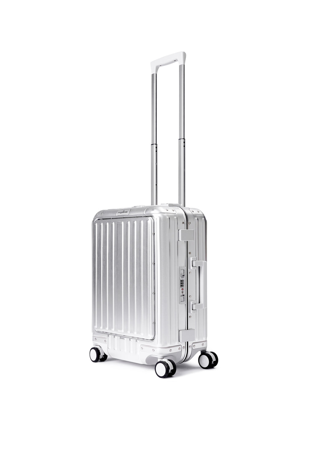 MAGALLANES 20 Inch All Aluminum Carry On Luggage with Front Pocket - Silver