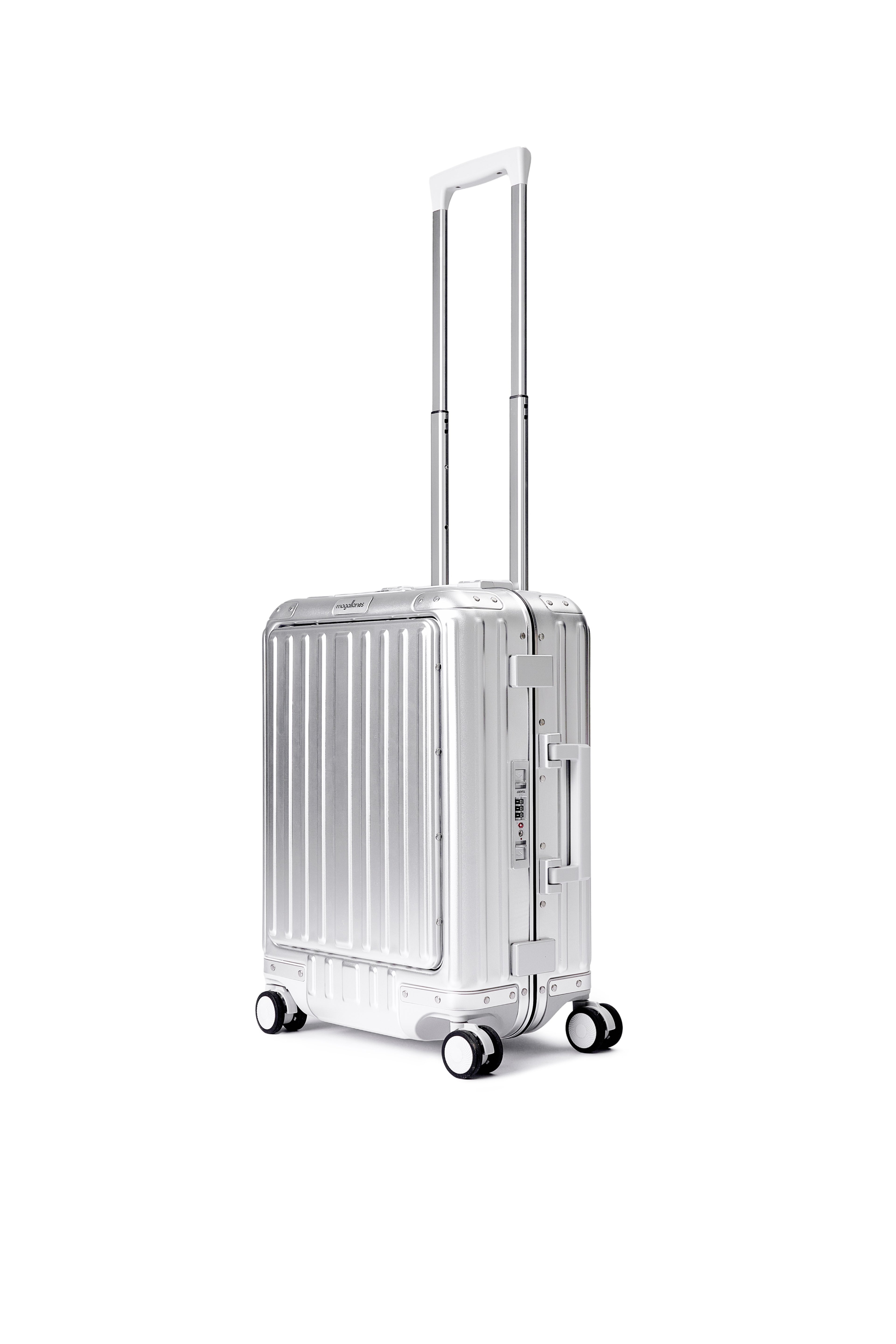 MAGALLANES 20 Inch All Aluminum Carry On Luggage with Front Pocket - Silver