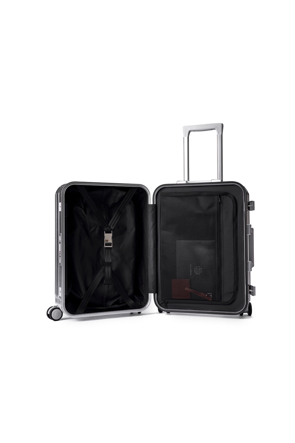 MAGALLANES 20 Inch All Aluminum Carry On Luggage with Front Pocket - Silver