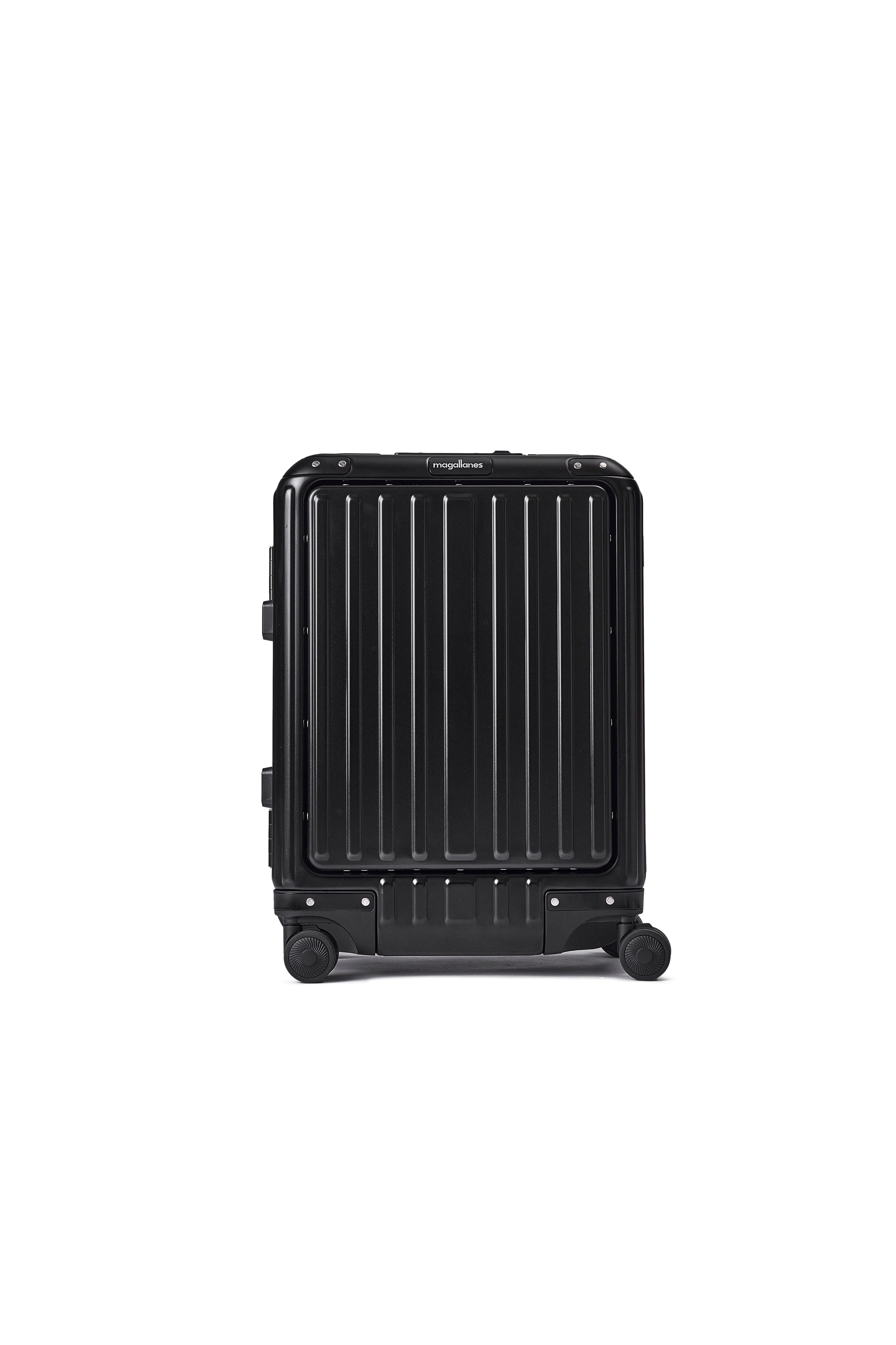 MAGALLANES 20 Inch All Aluminum Carry On Luggage with Front Pocket - Black