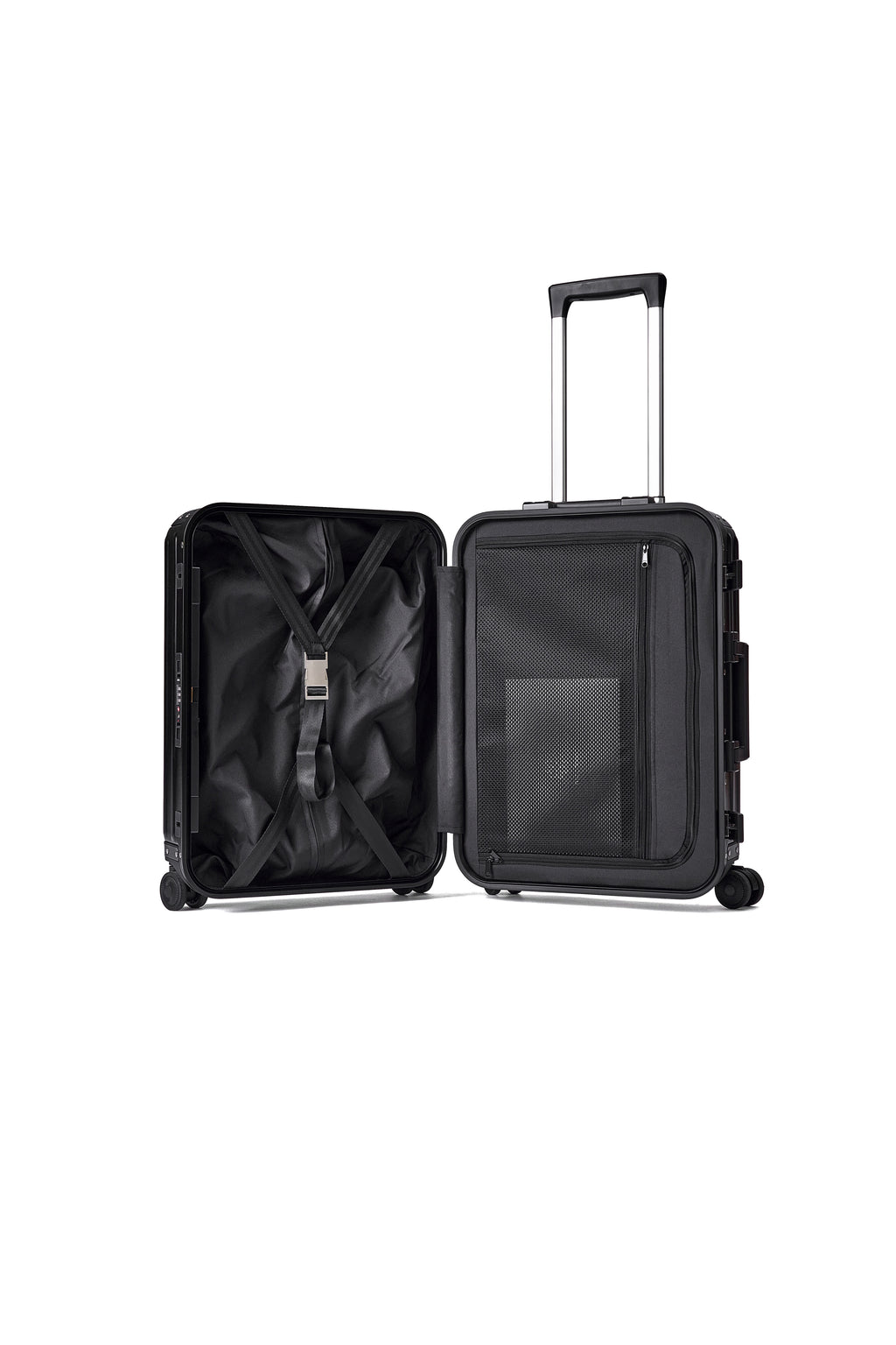 MAGALLANES 20 Inch All Aluminum Carry On Luggage with Front Pocket - Black